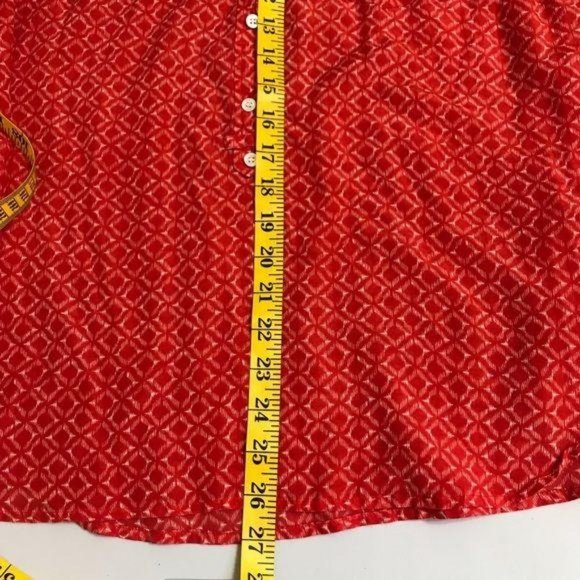 J Crew Red Coral Medium Charise Ikat Print Top - Picture 4 of 10